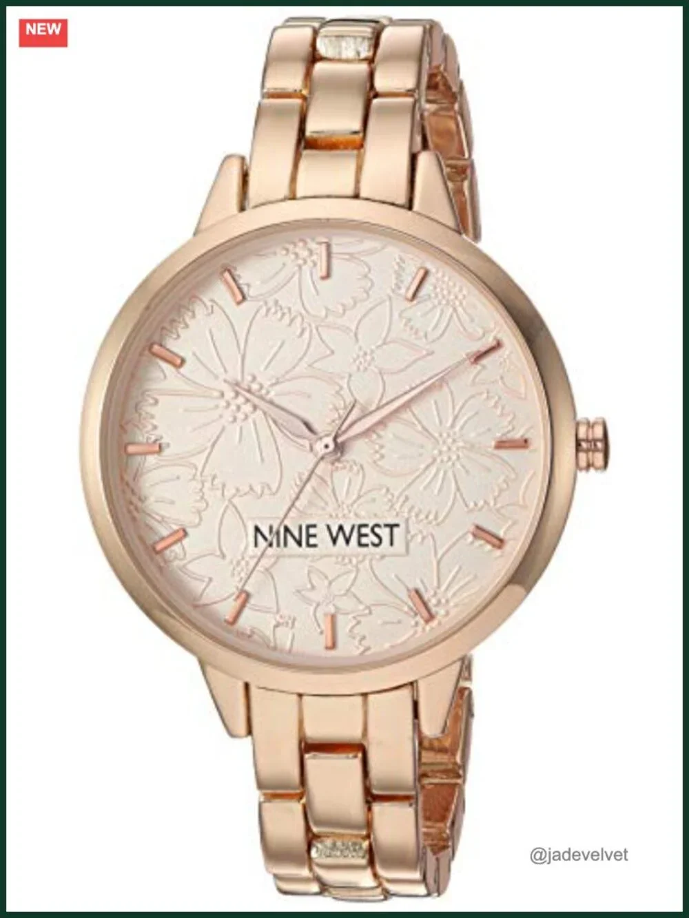 Nine West Rose Gold Bracelet Watch Japanese Quartz Floral Dial